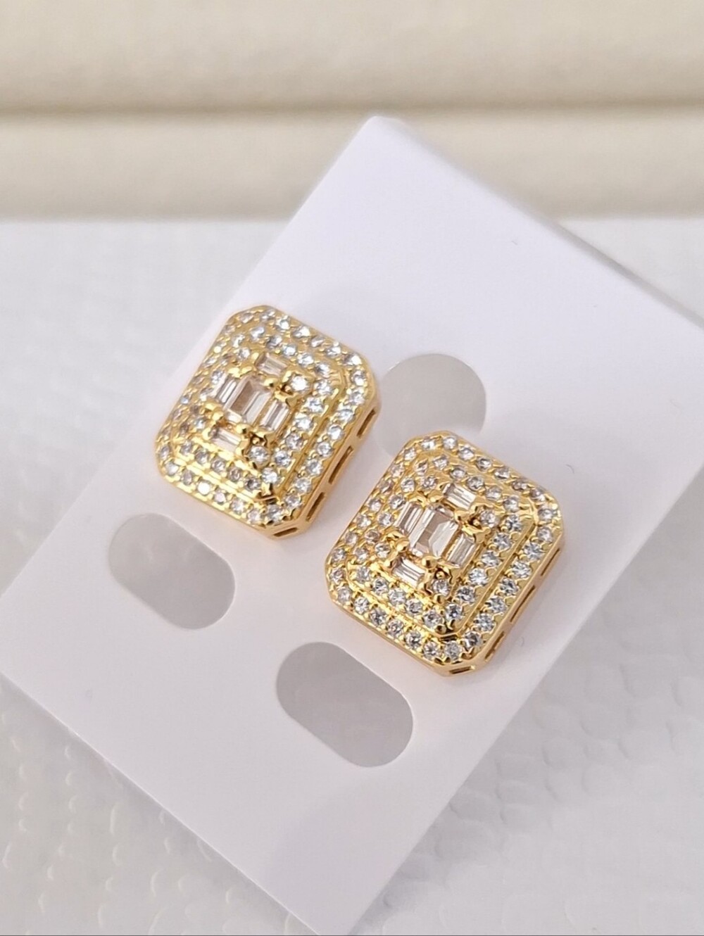 Rectangular Shape diamonds  stud earrings
